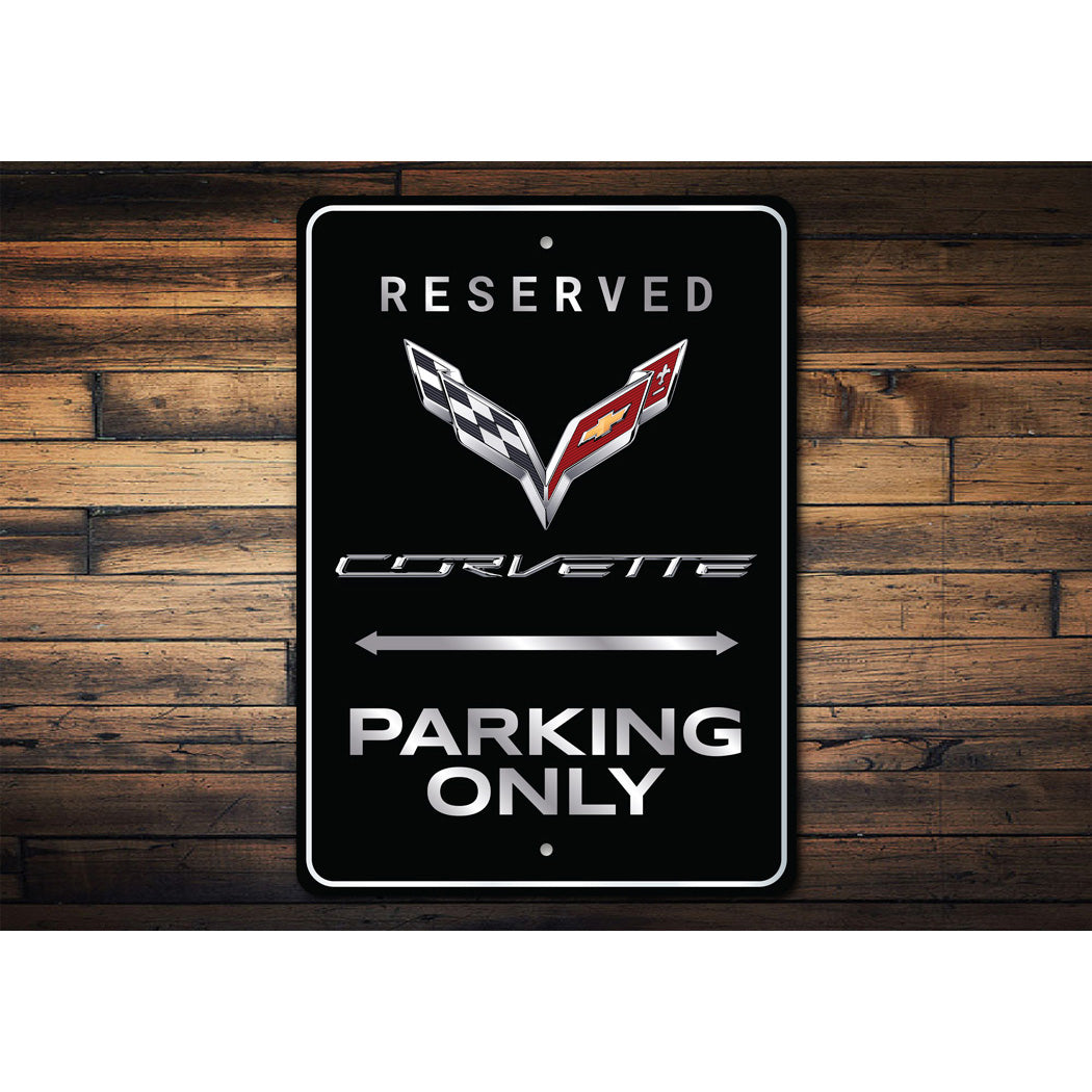 Chevy Corvette Reserved Parking Only Badge Sign