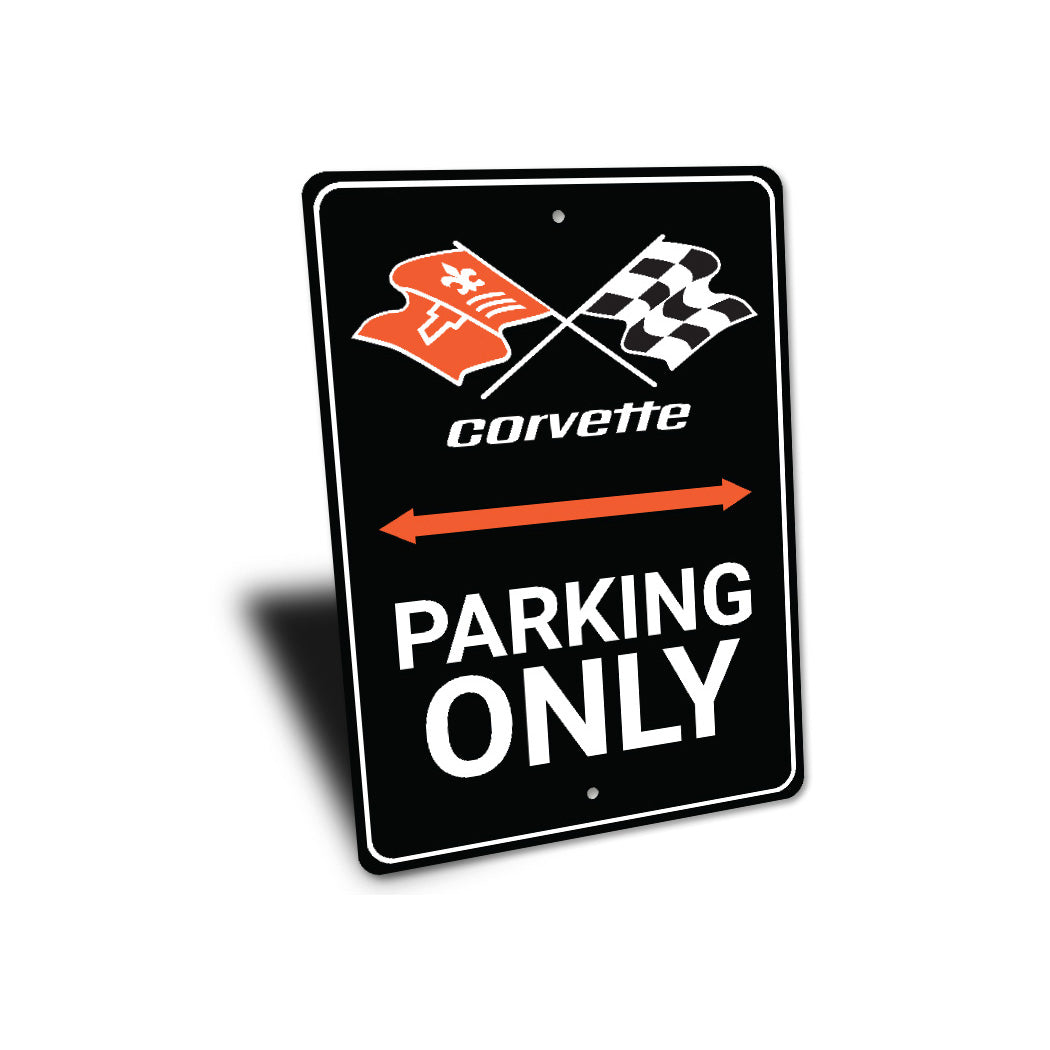 Corvette Flag Badge Parking Only Sign