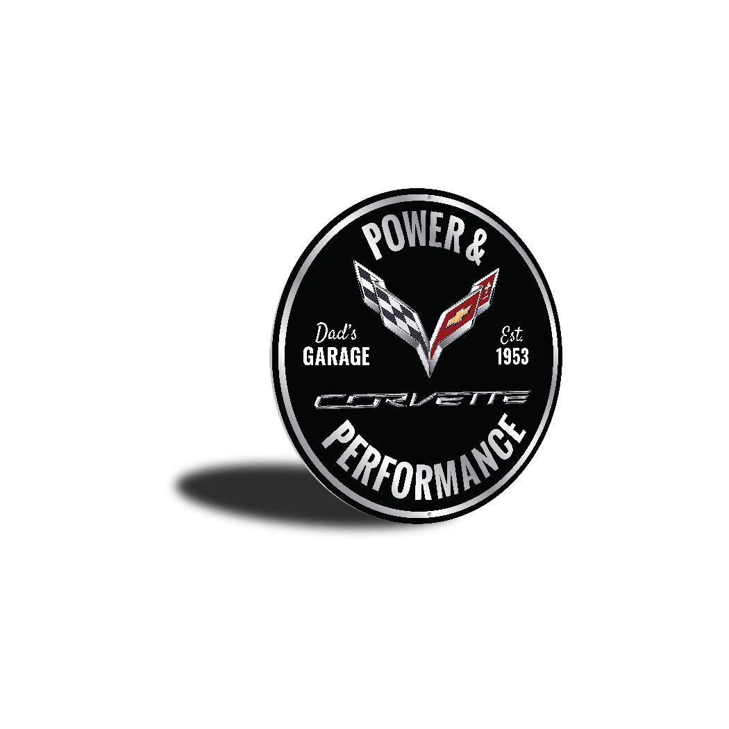 Chevy Corvette Power And Performance Round Sign