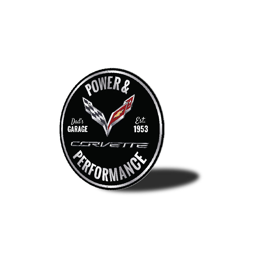 Chevy Corvette Power And Performance Round Sign