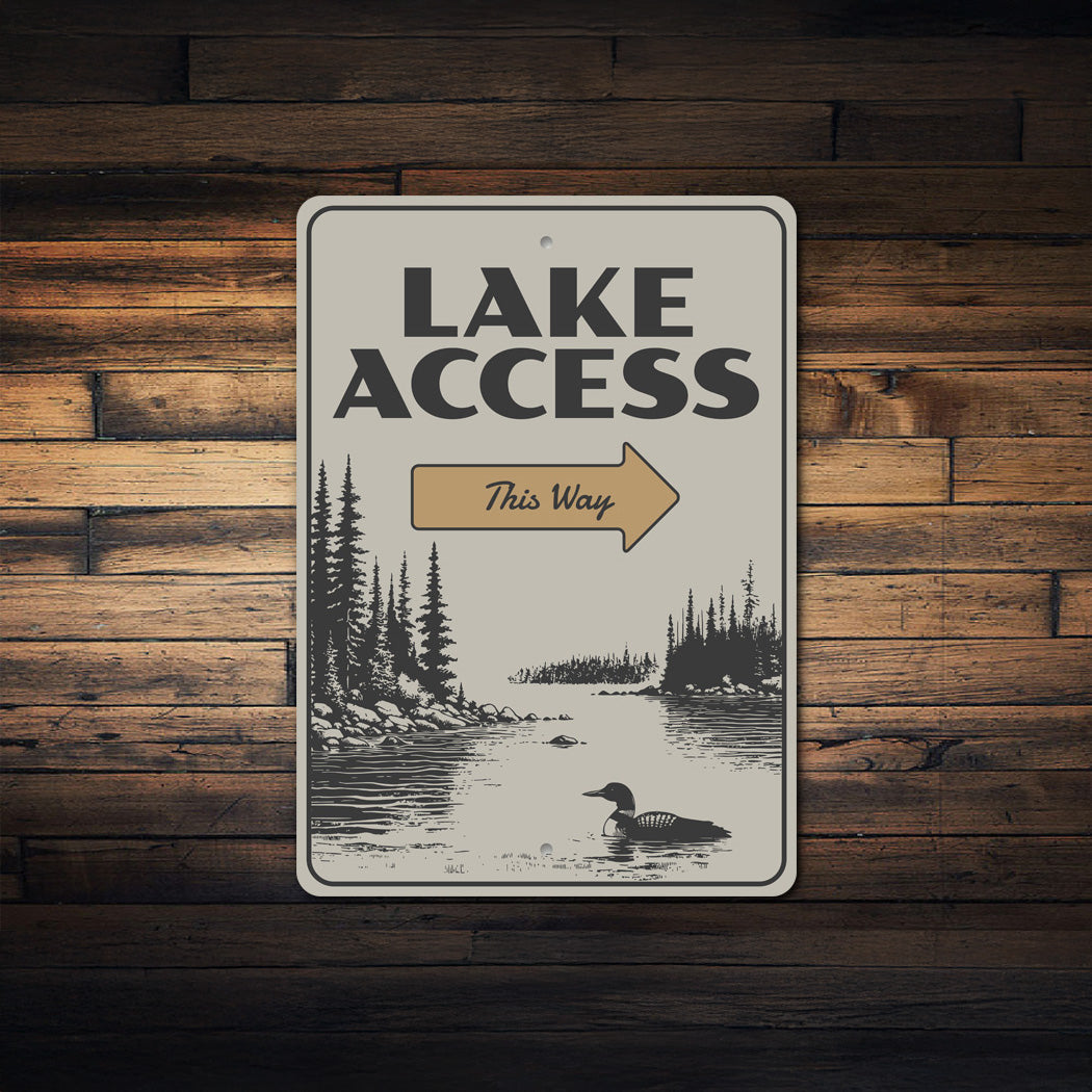 Rustic Lake Access Sign This Way Arrow Metal Decor