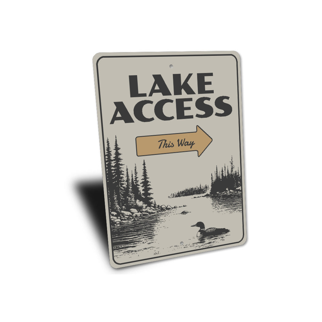 Rustic Lake Access Sign This Way Arrow Metal Decor