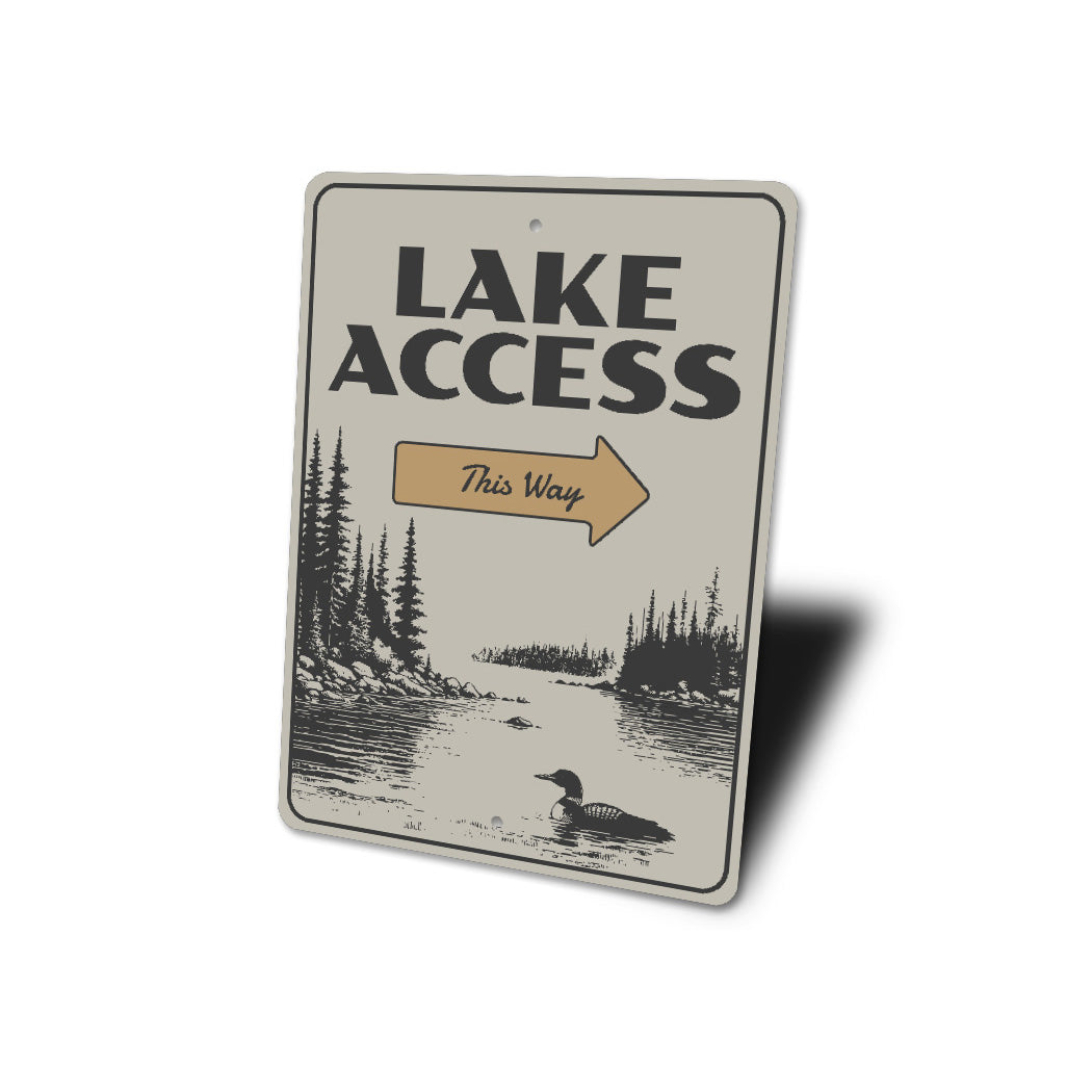Rustic Lake Access Sign This Way Arrow Metal Decor
