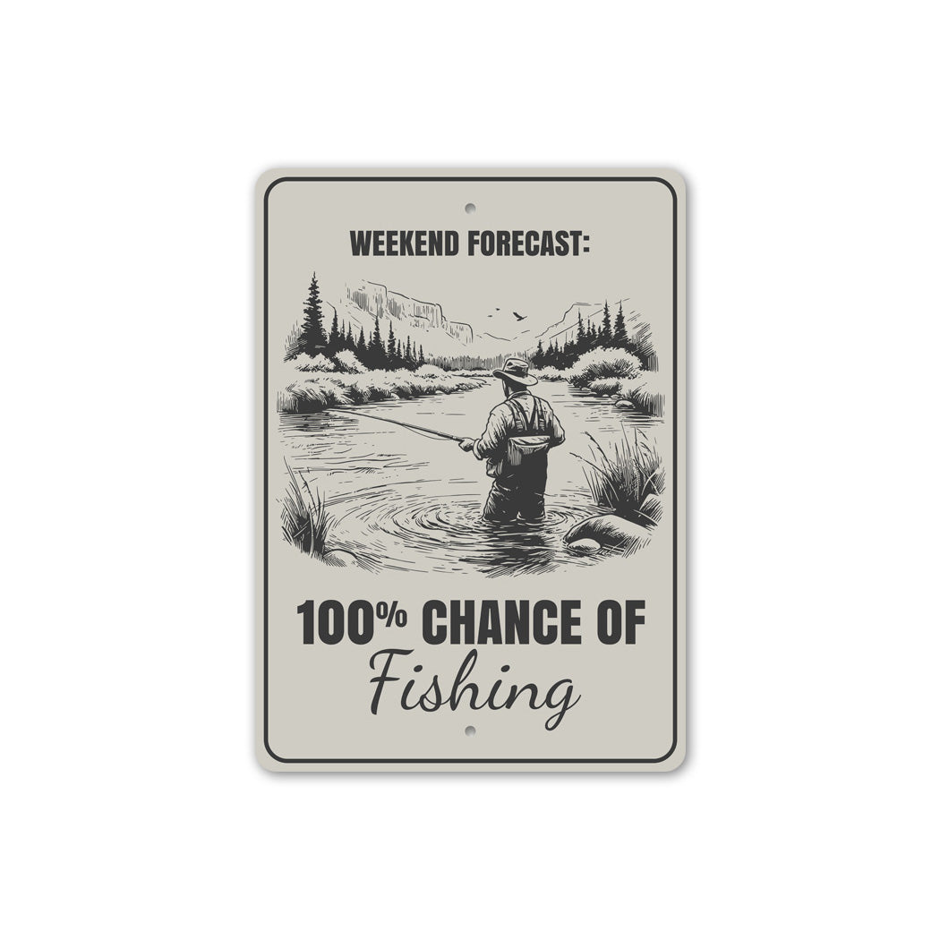 Weekend Forecast Chance of Fishing 100% Sign