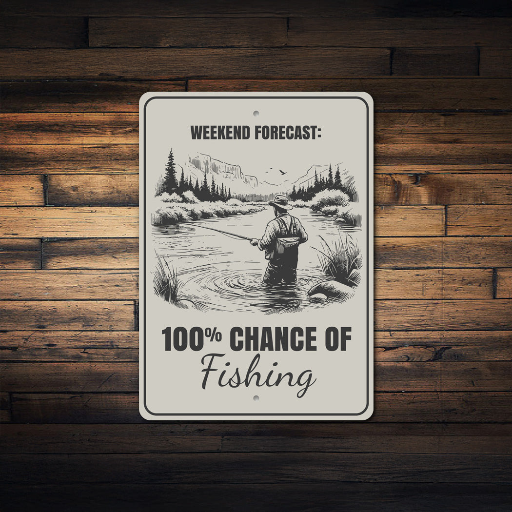 Weekend Forecast Chance of Fishing 100% Sign