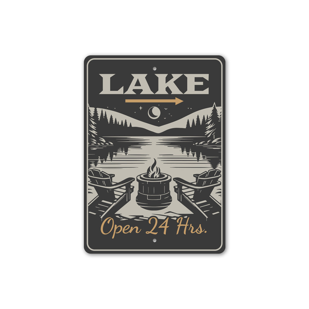 Lake Open 24 Hrs. Lake Sign