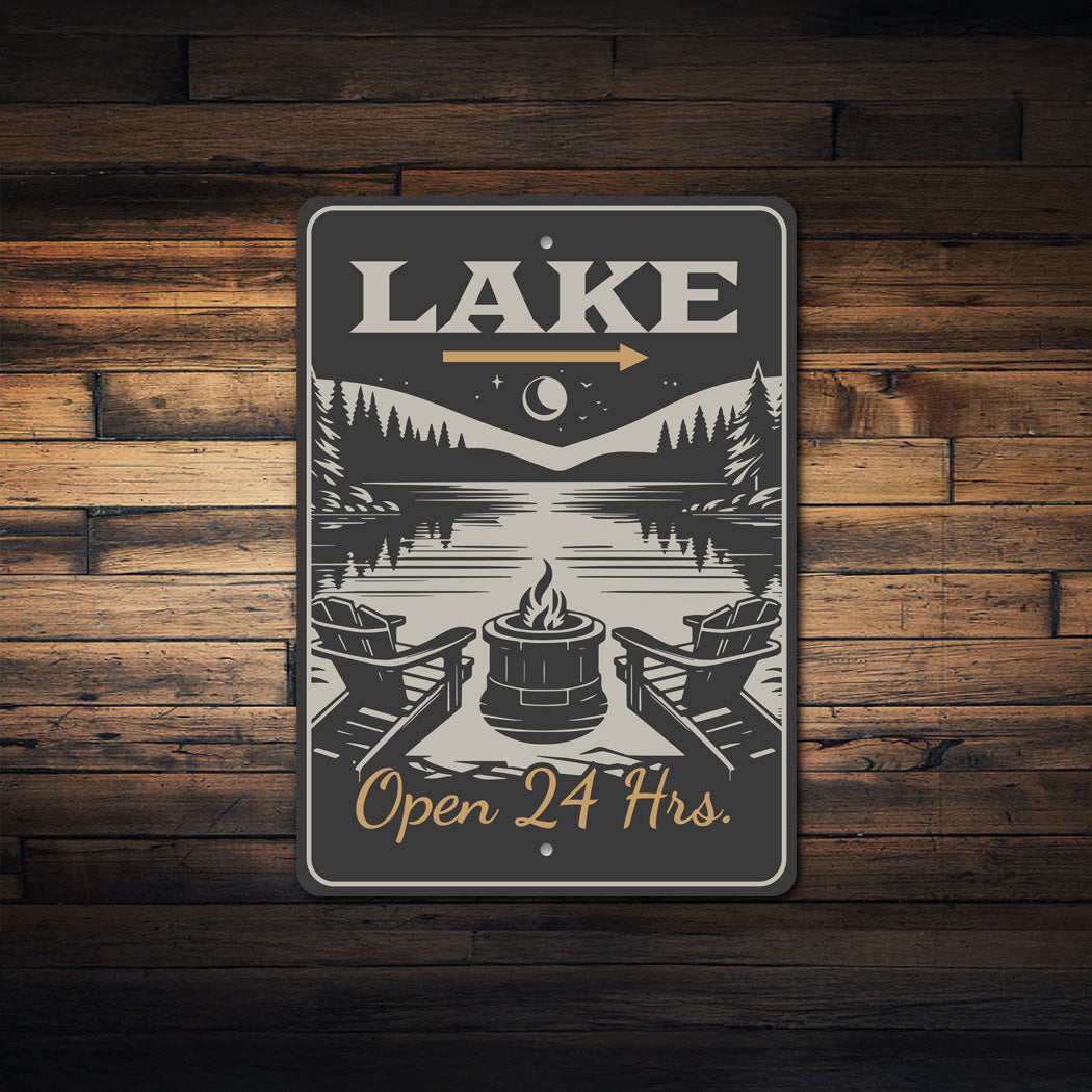 Lake Open 24 Hrs. Lake Sign