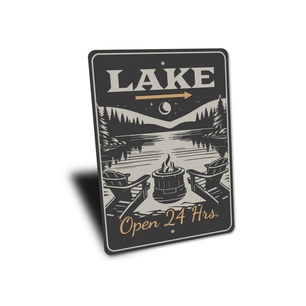 Lake Open 24 Hrs. Lake Sign