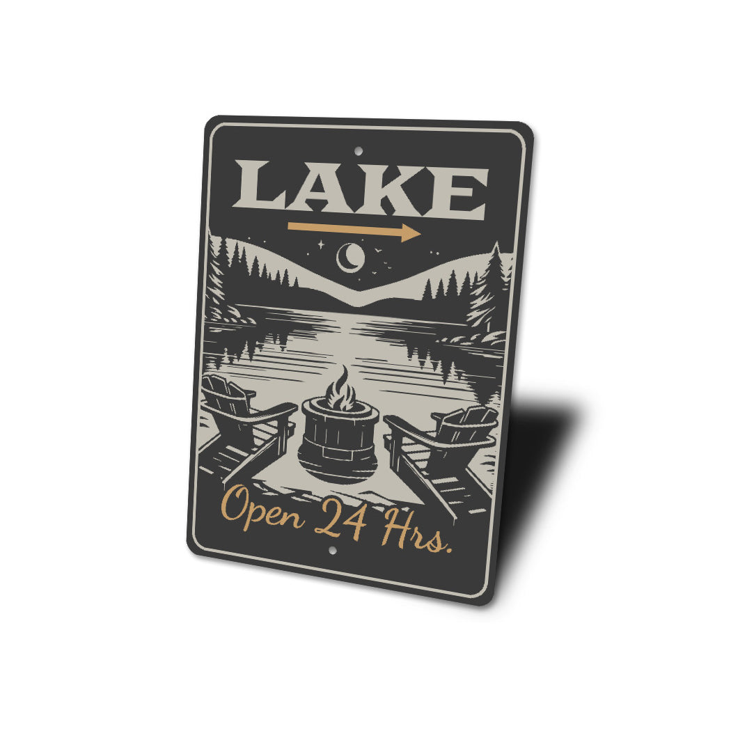 Lake Open 24 Hrs. Lake Sign