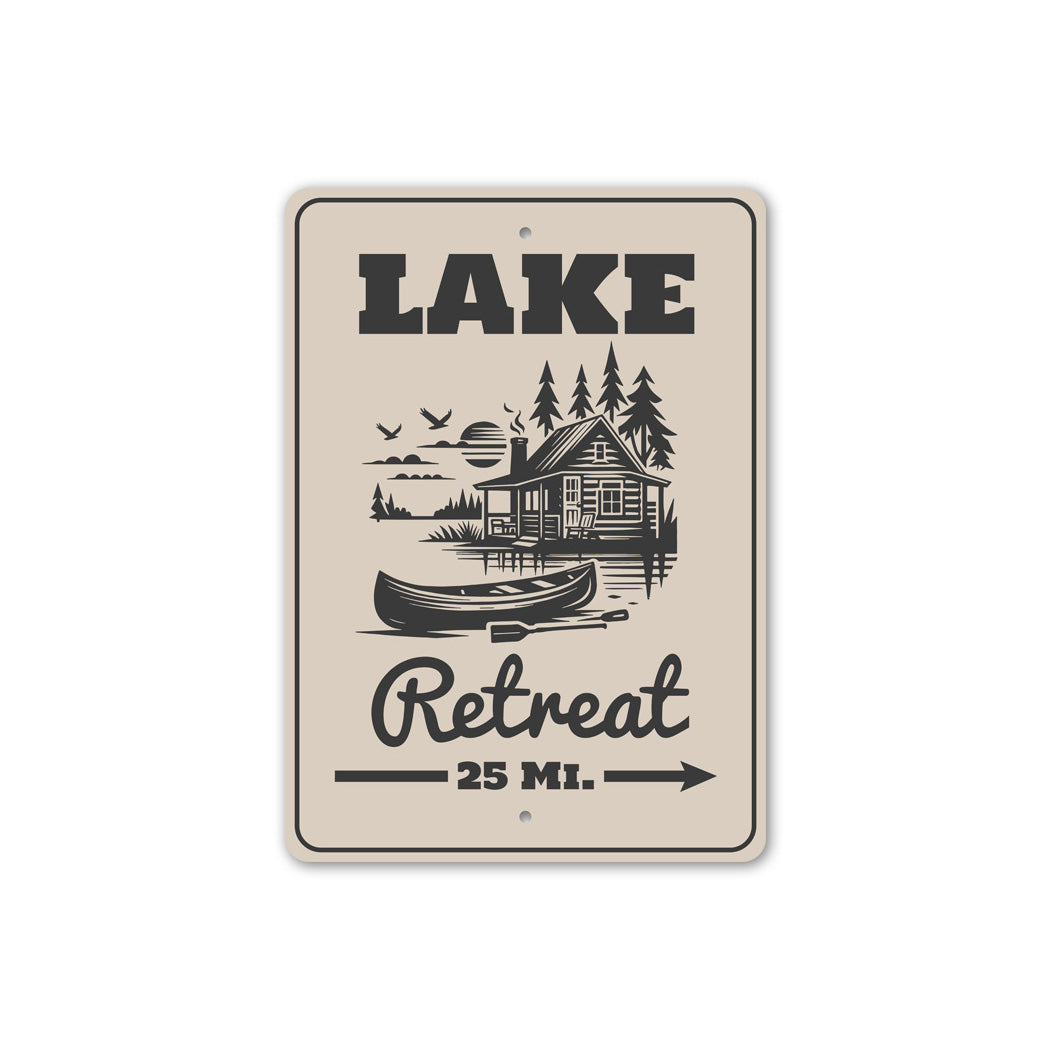 Lake Retreat 25 Mi Sign Cabin Distance Marker