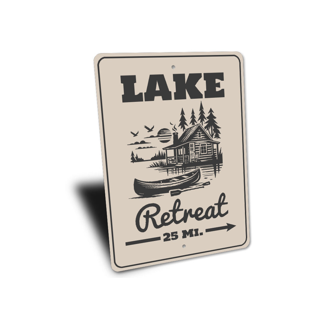 Lake Retreat 25 Mi Sign Cabin Distance Marker