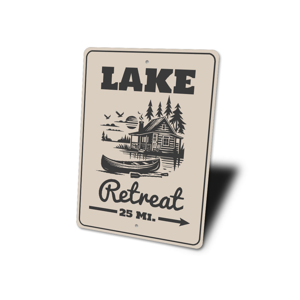 Lake Retreat 25 Mi Sign Cabin Distance Marker