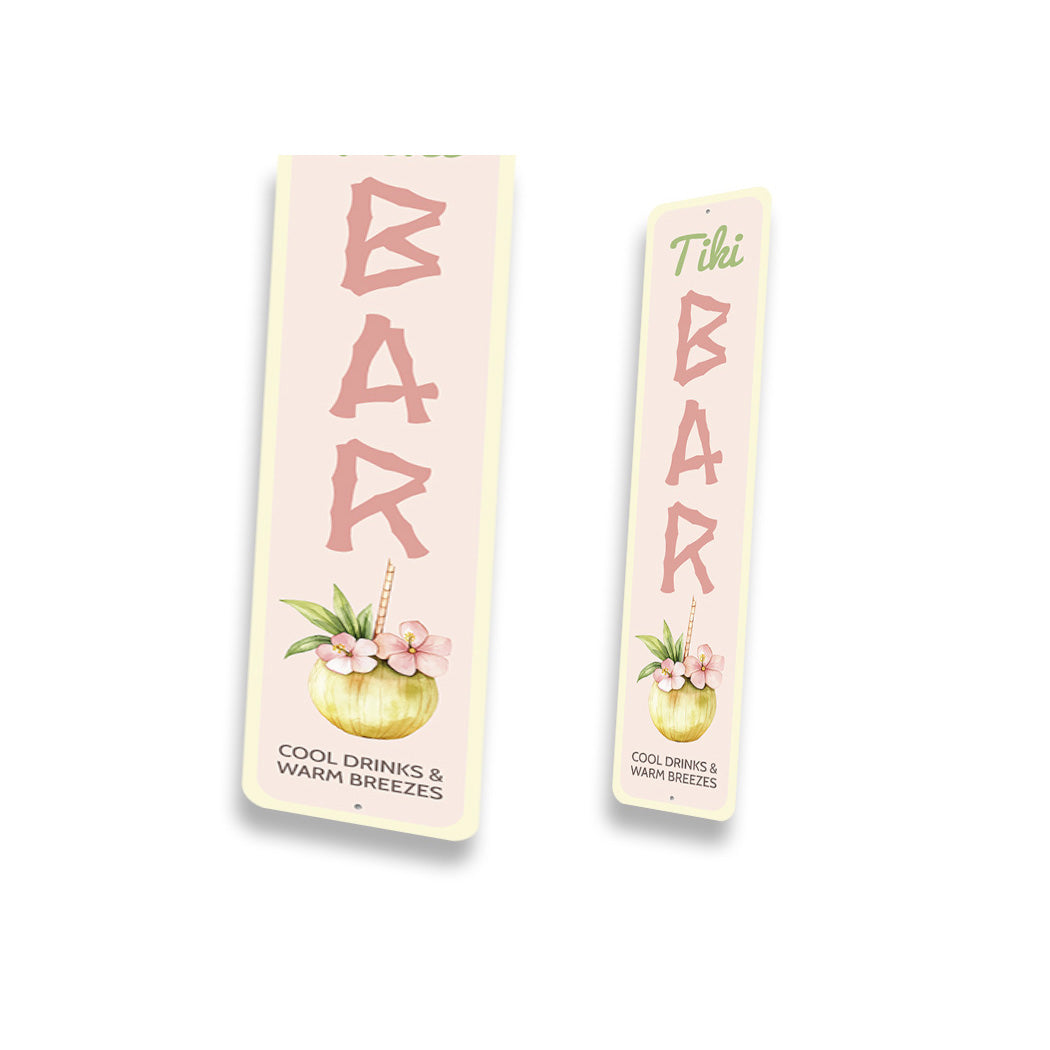 Tiki Bar Cool Drinks And Warm Breezes Cocunut Drink Sign