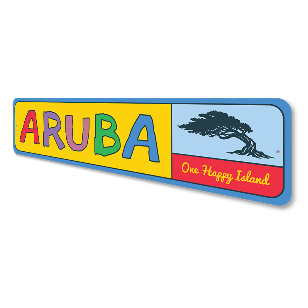 Aruba One Happy Island Caribbean Sign