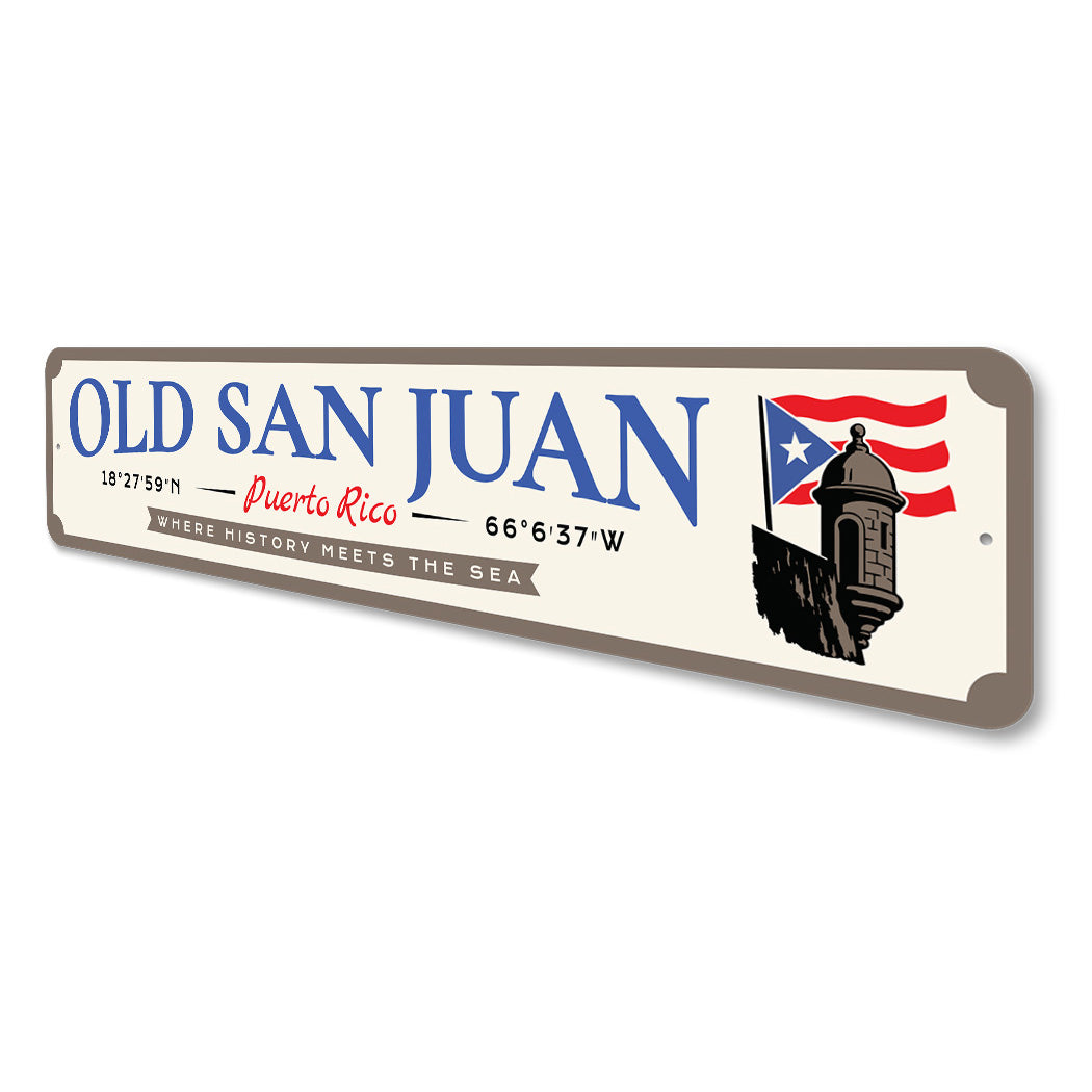 Old San Juan Puerto Rico Coordinates Sign