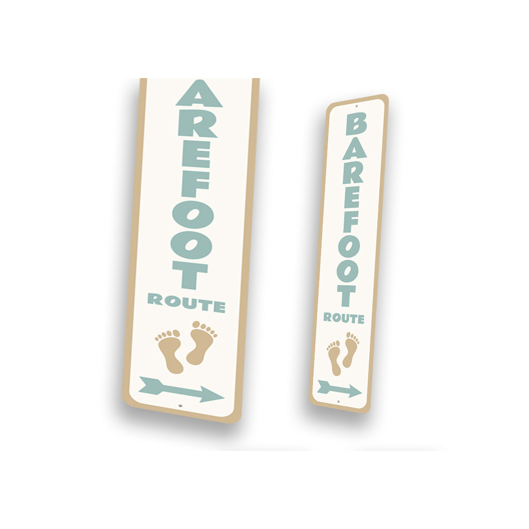 Barefoot Route Footprint Vertical Arrow Sign