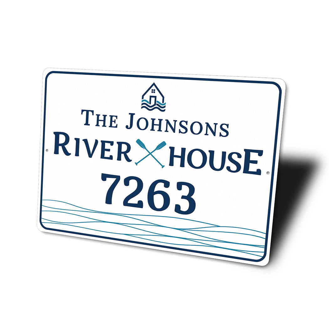 Personalized River House Address Number Sign