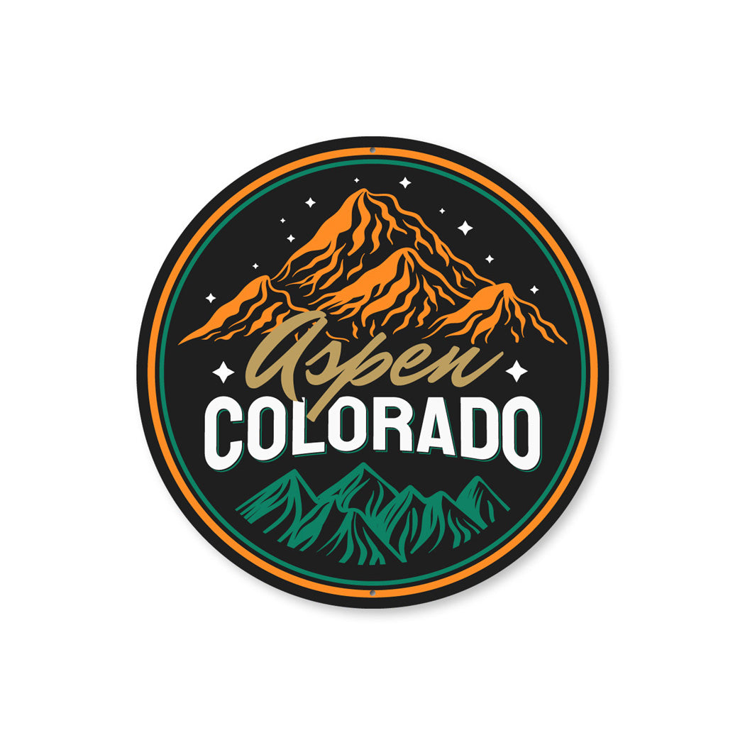 Aspen Colorado Mountains Circular Sign