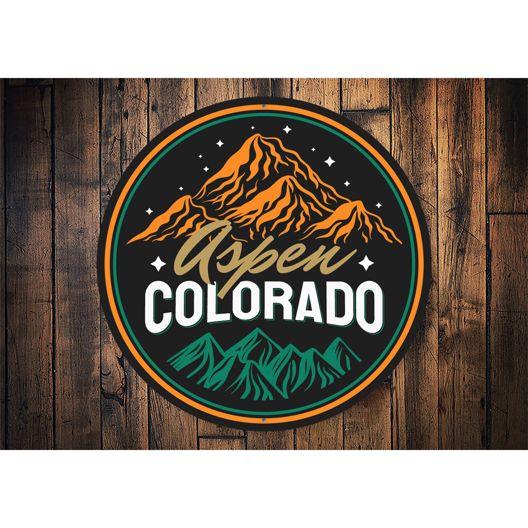 Aspen Colorado Mountains Circular Sign