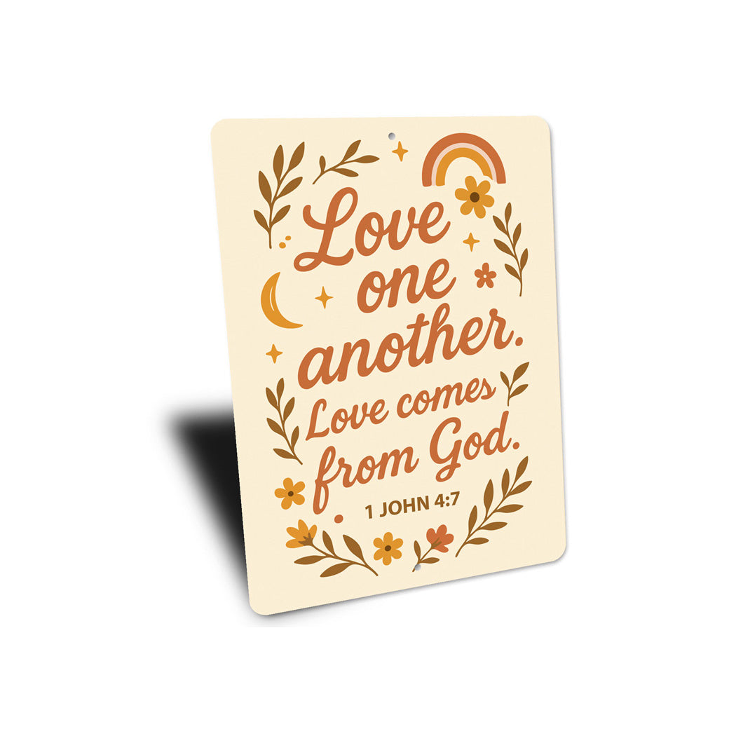 Love One Another Scripture Sign - 1 John 4:7 Aluminum