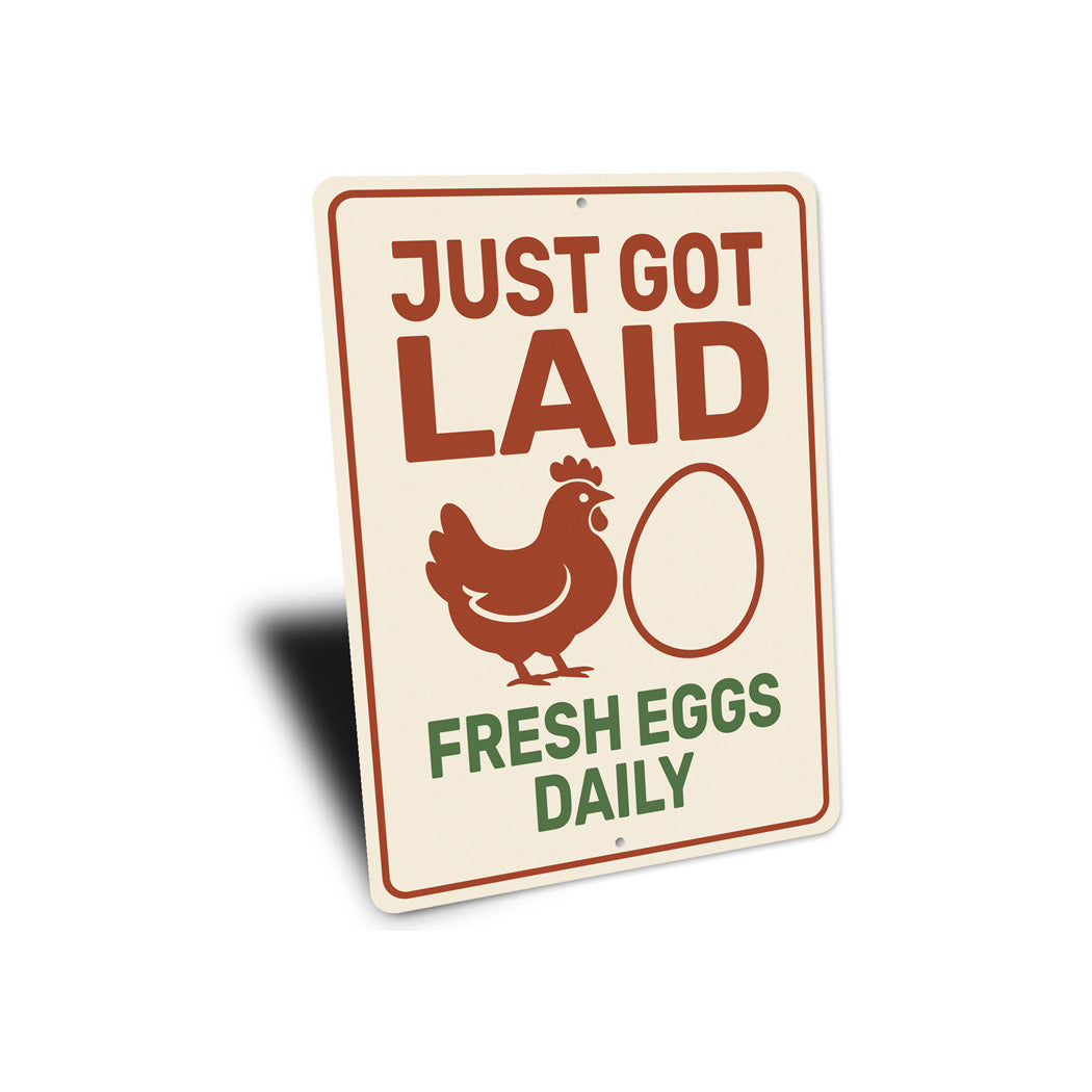 Fresh Eggs Daily Aluminum Farm Sign - Chicken Coop Decor