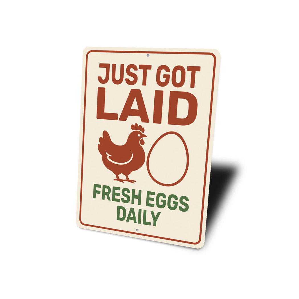 Fresh Eggs Daily Aluminum Farm Sign - Chicken Coop Decor