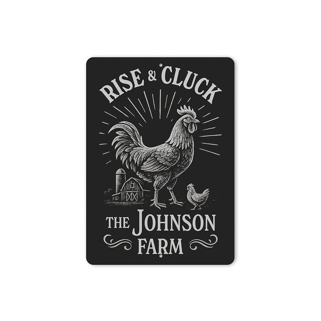 Rise & Cluck Metal Sign - Funny Chicken Farmhouse Decor