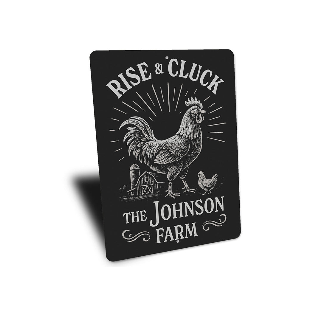 Rise & Cluck Metal Sign - Funny Chicken Farmhouse Decor