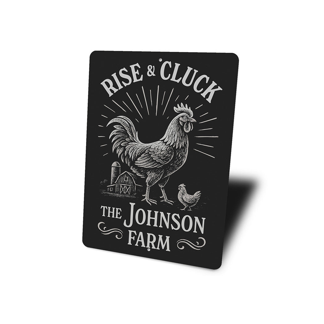 Rise & Cluck Metal Sign - Funny Chicken Farmhouse Decor