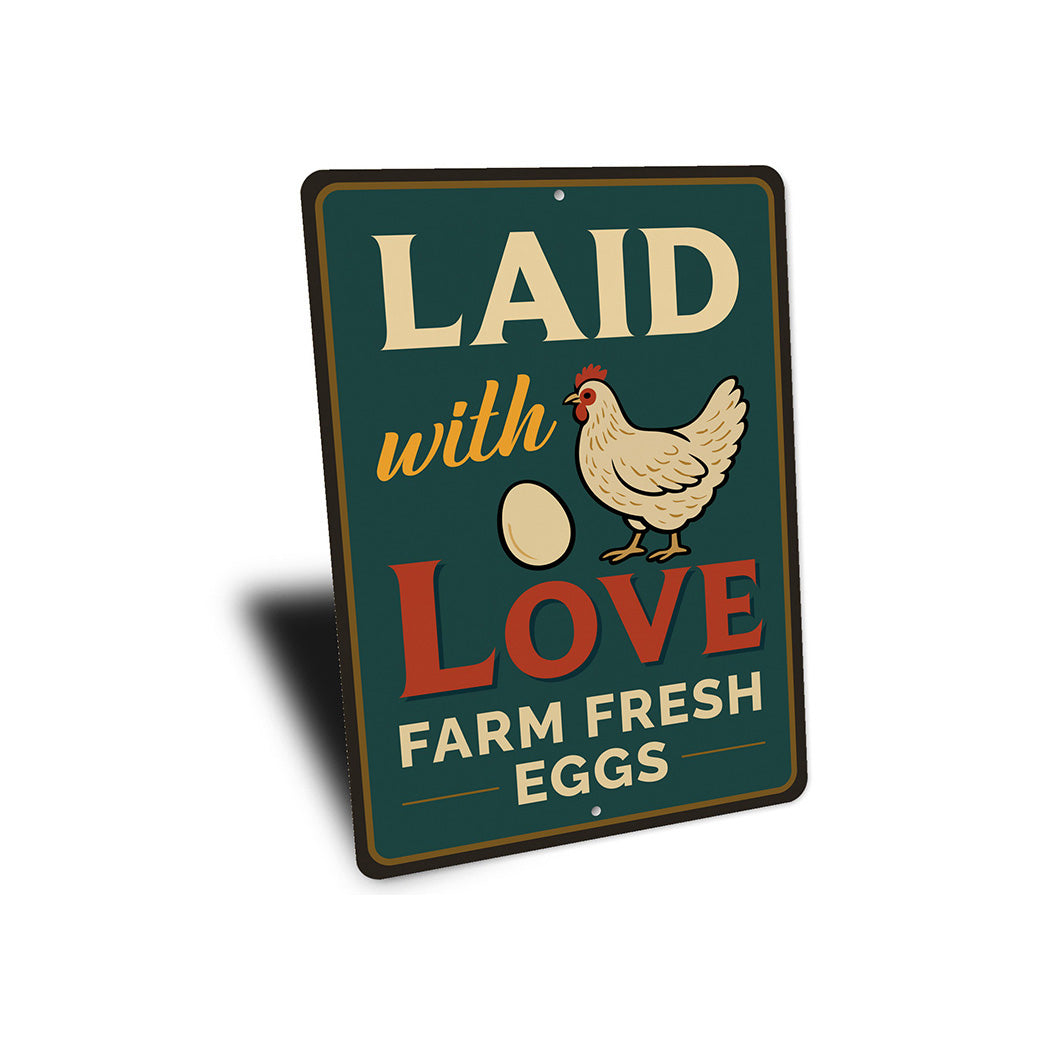 Laid with Love Farm Fresh Eggs Aluminum Sign