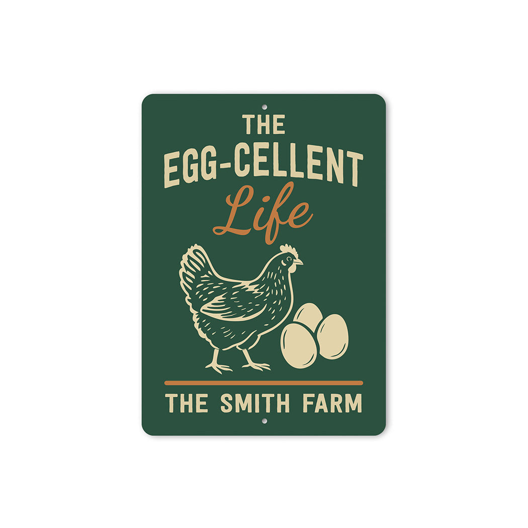Personalized Chicken Coop Metal Sign - Egg-cellent Life