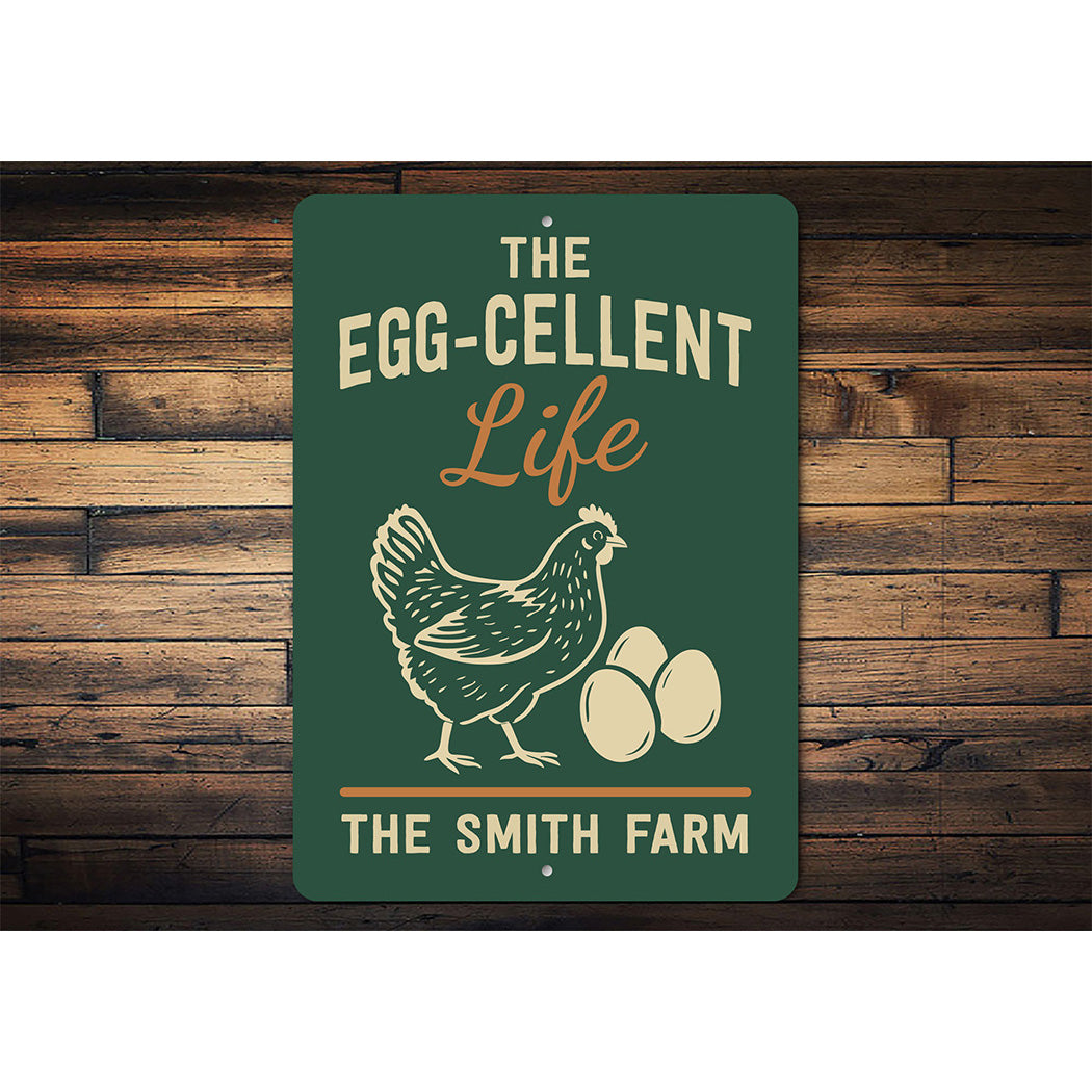 Personalized Chicken Coop Metal Sign - Egg-cellent Life