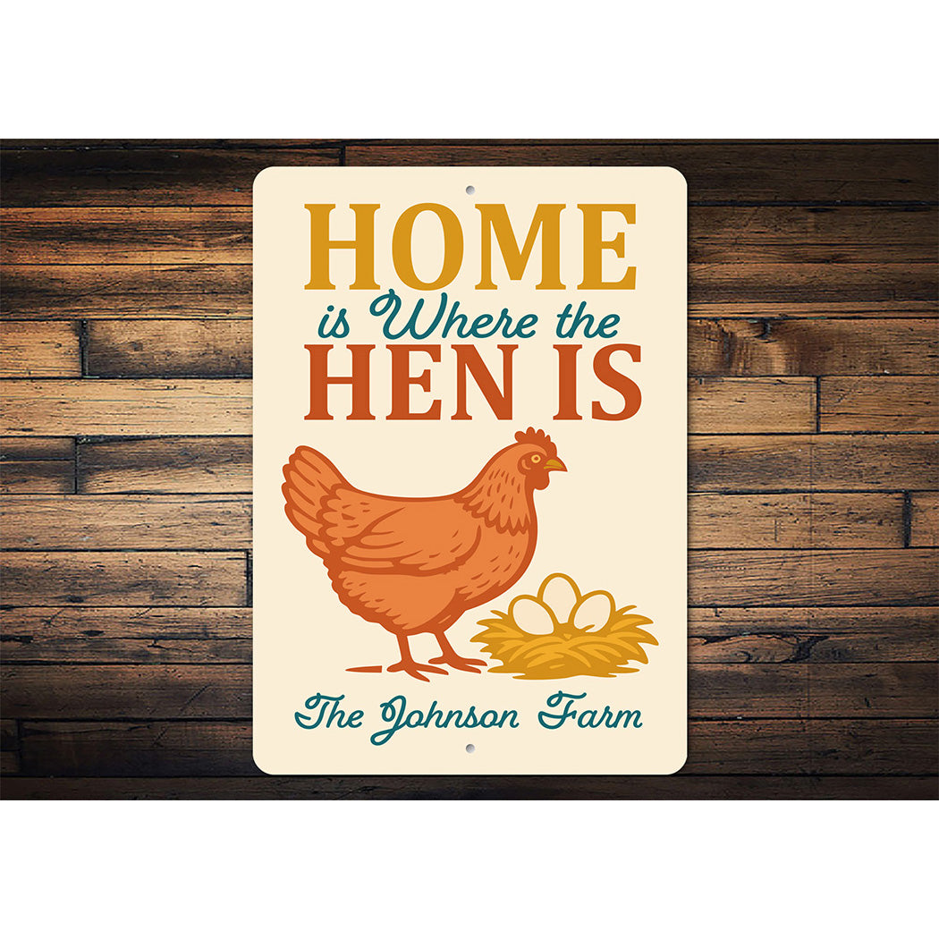Farmhouse Wall Art - Home Is Where the Hen Is Aluminum