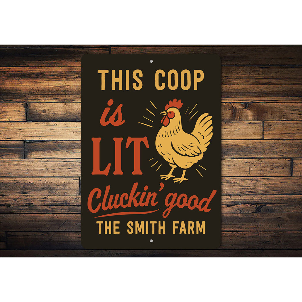 Trendy Poultry Decor This Coop Lit Aluminum Farm Sign