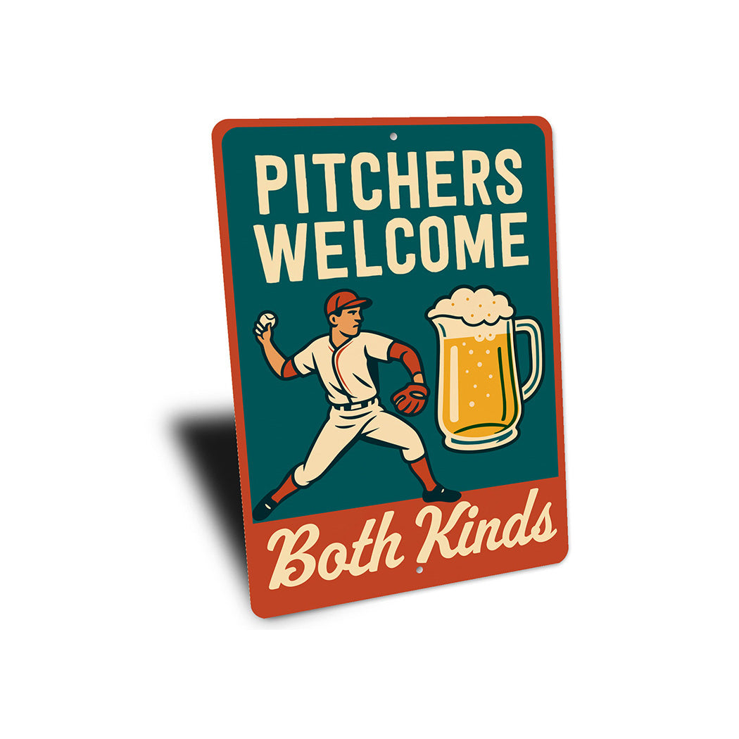 Dual-Meaning Pitcher Sign Baseball & Beer Aluminum Art
