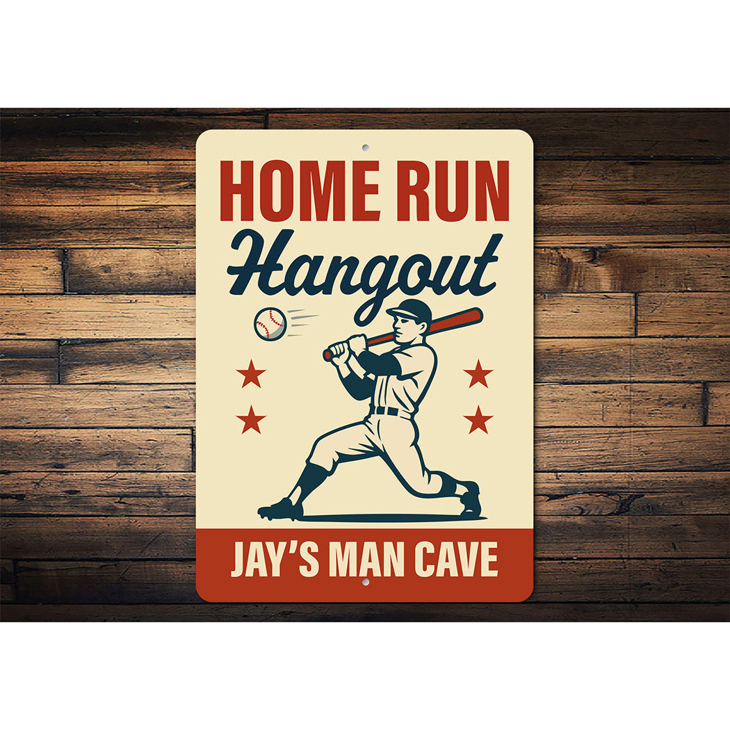 Personalized Sports Den Sign Home Run Hangout Metal