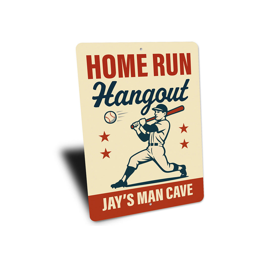 Personalized Sports Den Sign Home Run Hangout Metal