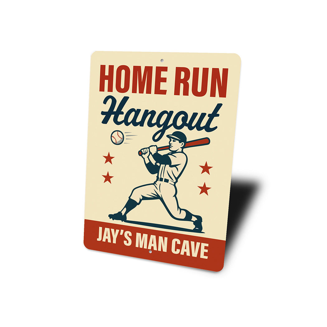 Personalized Sports Den Sign Home Run Hangout Metal