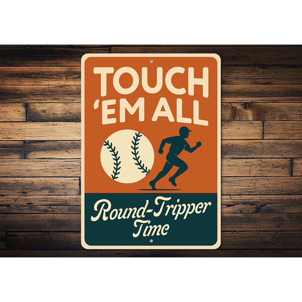Round-Tripper Time Baseball Aluminum Home Run Sign
