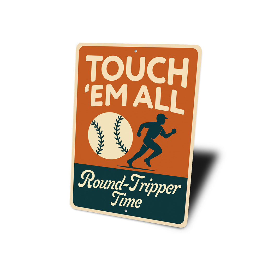 Round-Tripper Time Baseball Aluminum Home Run Sign