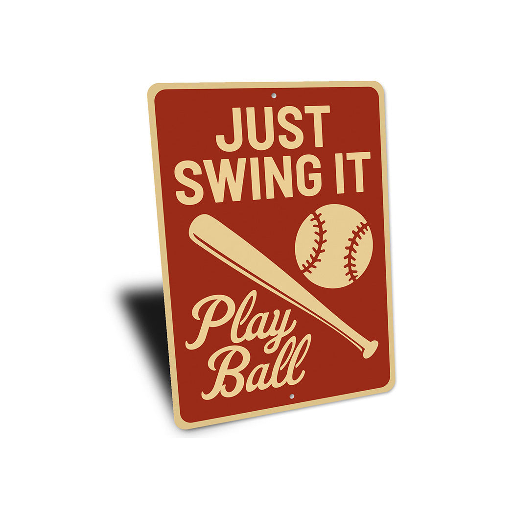 Baseball Lover's Metal Sign Just Swing It Play Ball