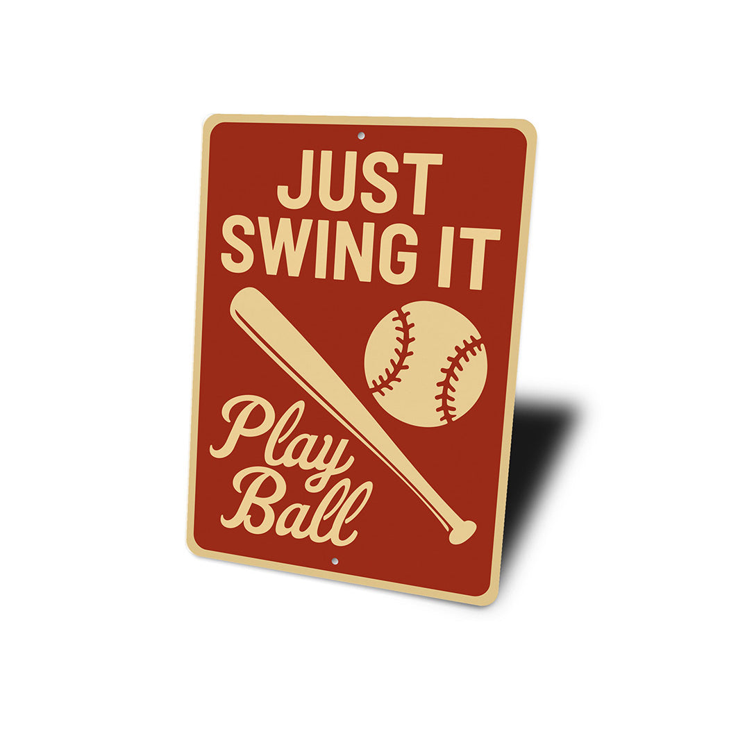 Baseball Lover's Metal Sign Just Swing It Play Ball