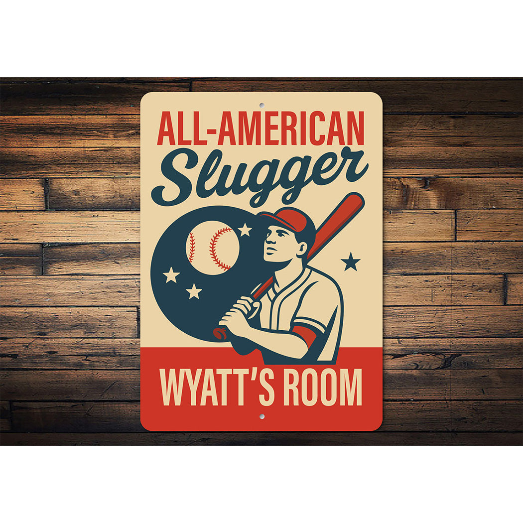 Vintage ALL-AMERICAN Slugger Aluminum Personalized Sign