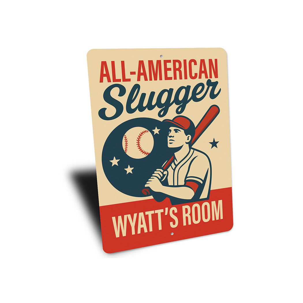 Vintage ALL-AMERICAN Slugger Aluminum Personalized Sign