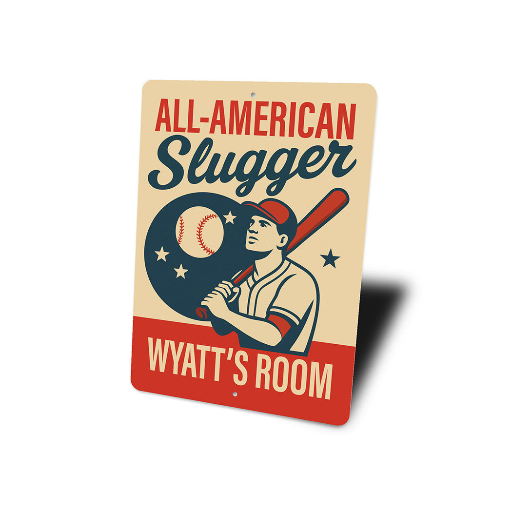 Vintage ALL-AMERICAN Slugger Aluminum Personalized Sign