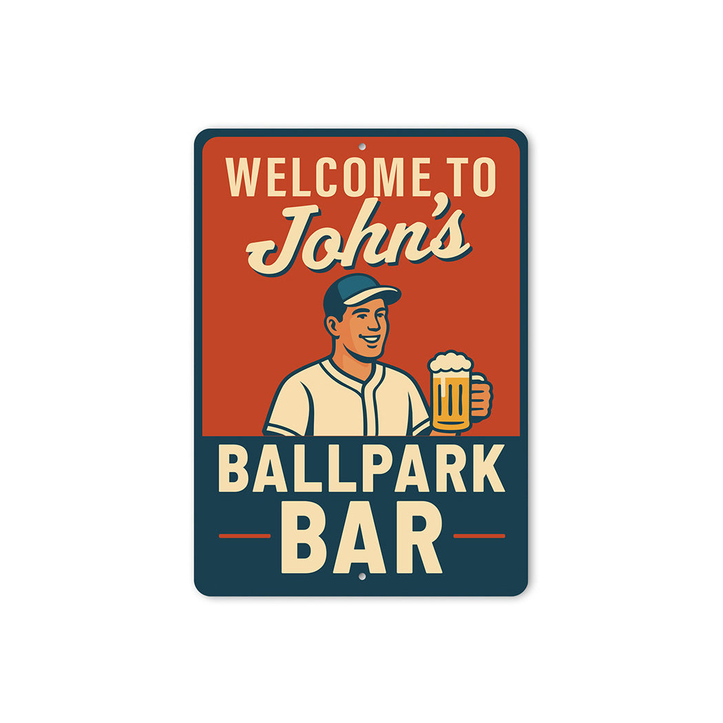 Personalized Ballpark Bar Aluminum Wall Art Sign