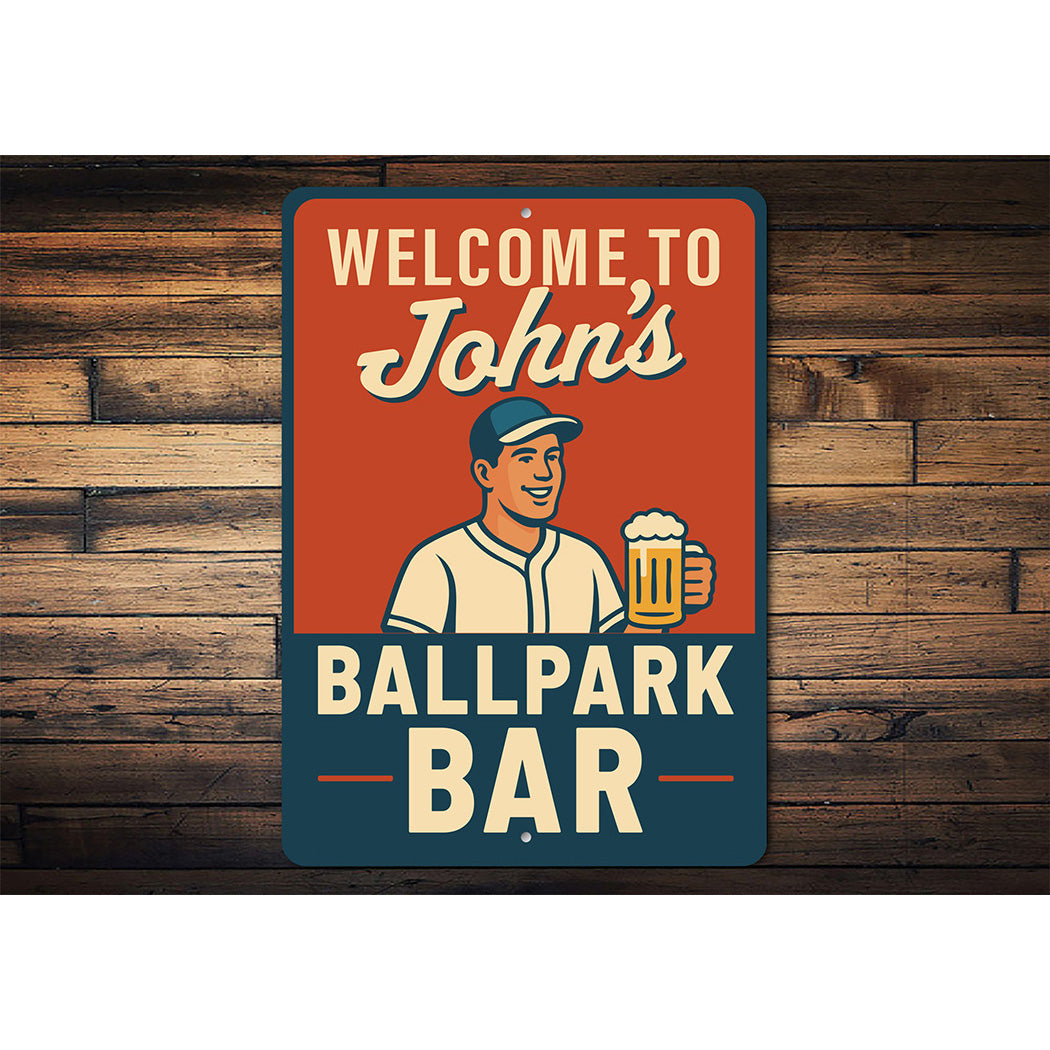 Personalized Ballpark Bar Aluminum Wall Art Sign