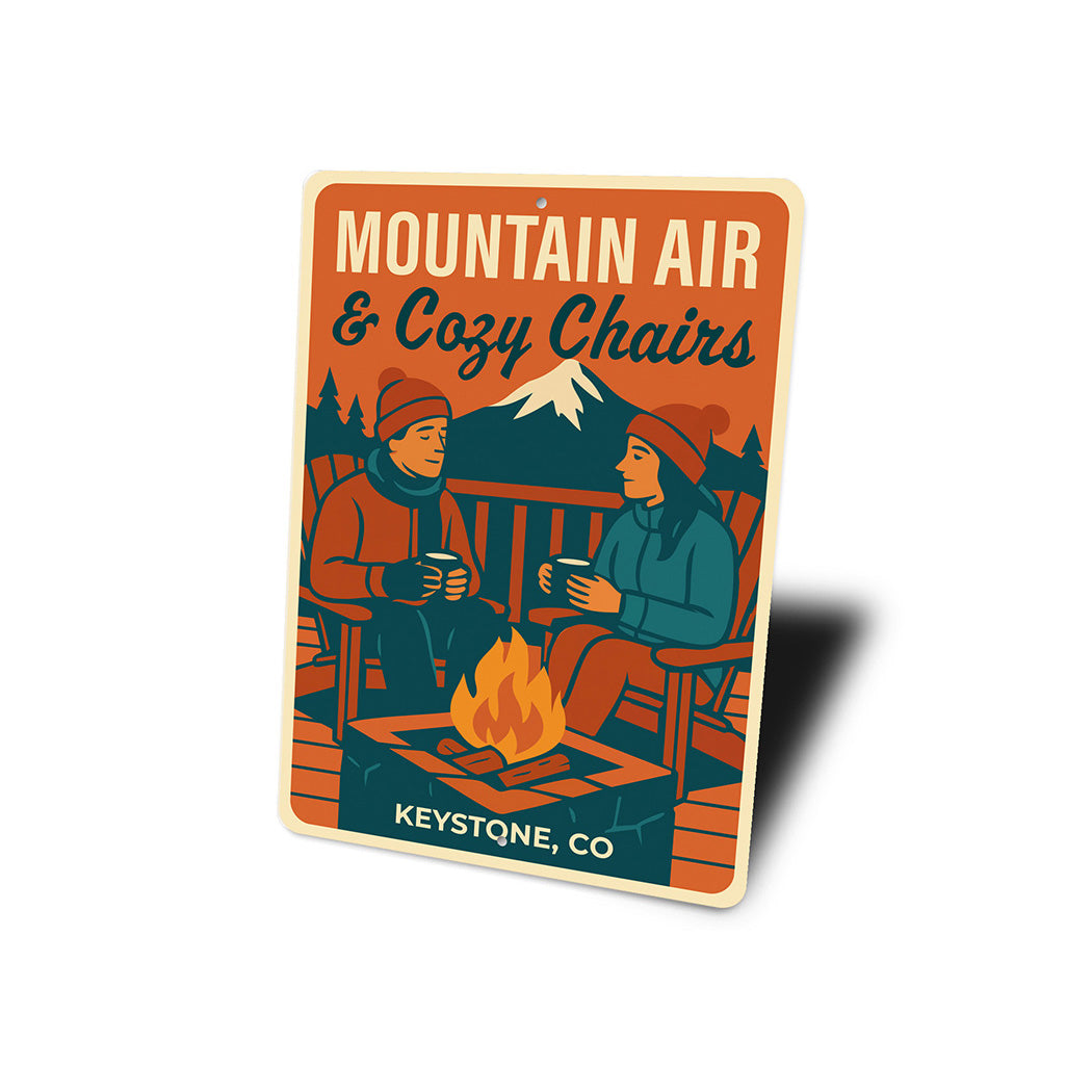 Vintage 'Mountain Air & Cozy Chairs' Keystone Co Metal Sign