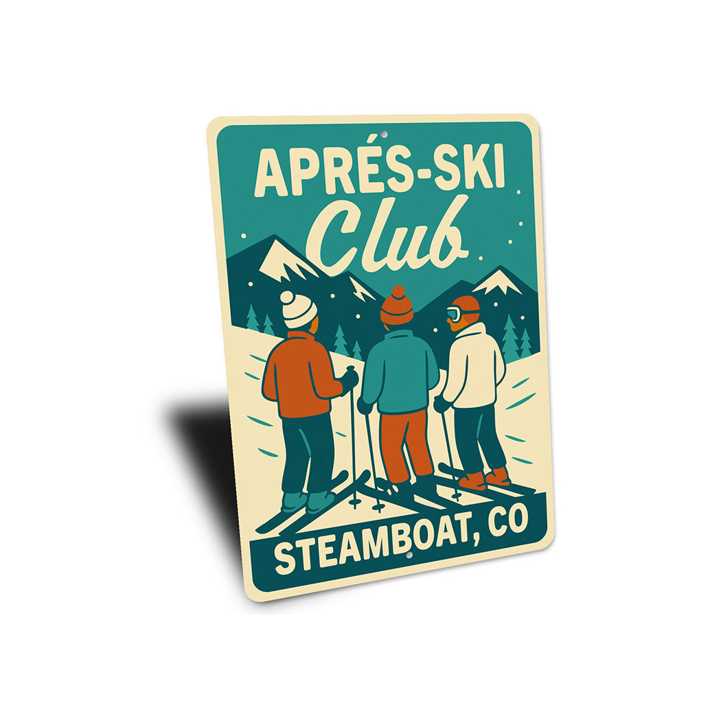 Vintage Après-Ski Club Aluminum Sign Steamboat, CO