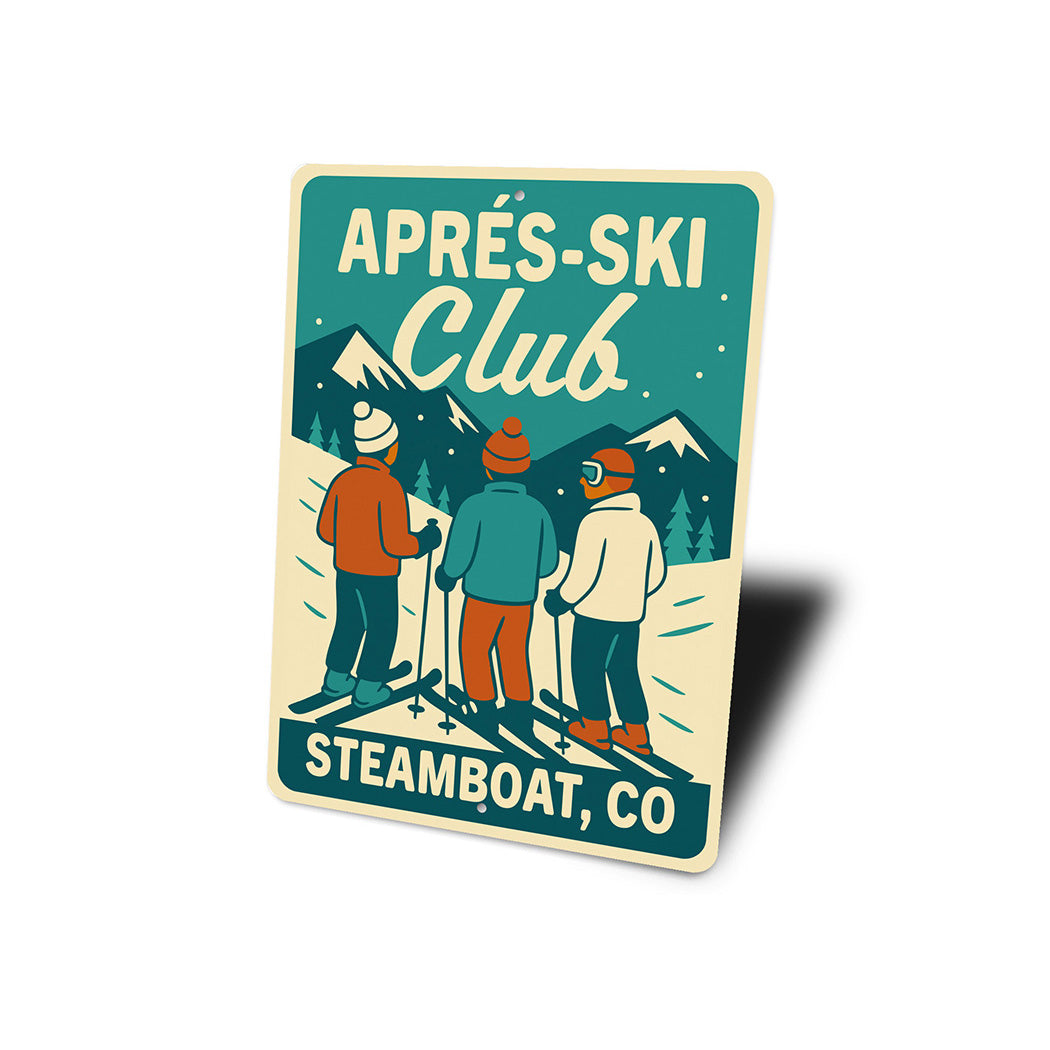 Vintage Après-Ski Club Aluminum Sign Steamboat, CO